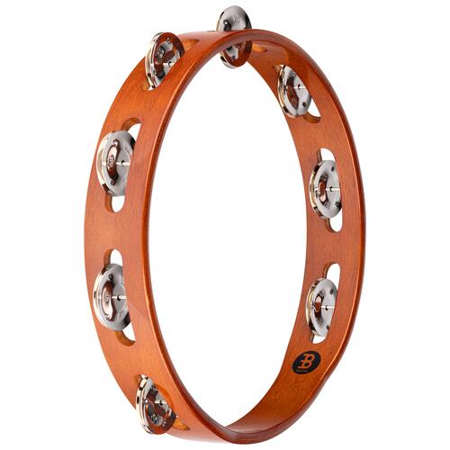 Meinl Percussion 10" Traditional Wood Tambourine, Single row, Nickel plated steel jingles - TA1AB